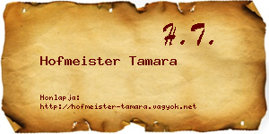 Hofmeister Tamara névjegykártya